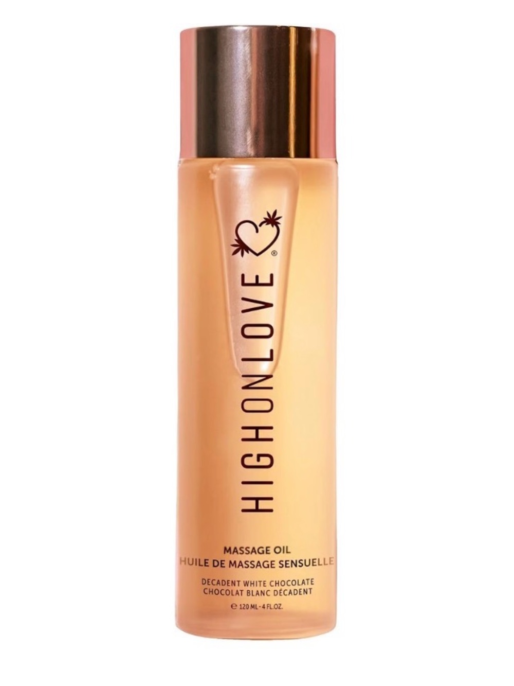 HighOnLove Sensual Massage Oil in the Decadent White Chocolate scent 4 fl oz.
